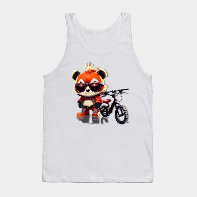 Red Panda with a Bike that is Michael Jackson Inspired Tank Top by Cautionary Creativity